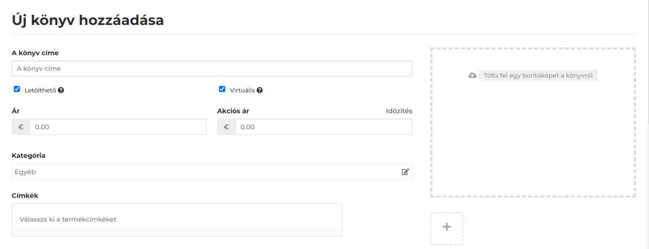 Új könyv hozázaadása Új könyv hozázaadása