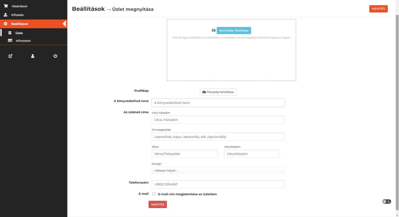 Üzlet megnyitása Üzlet megnyitása